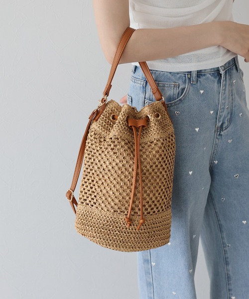 BLUEEAST（ブルーイースト）の「クロシェ2WAYかごバッグ（ショルダーバッグ・レディース・ブラウン/ベージュ・FREE）」の9枚目の写真