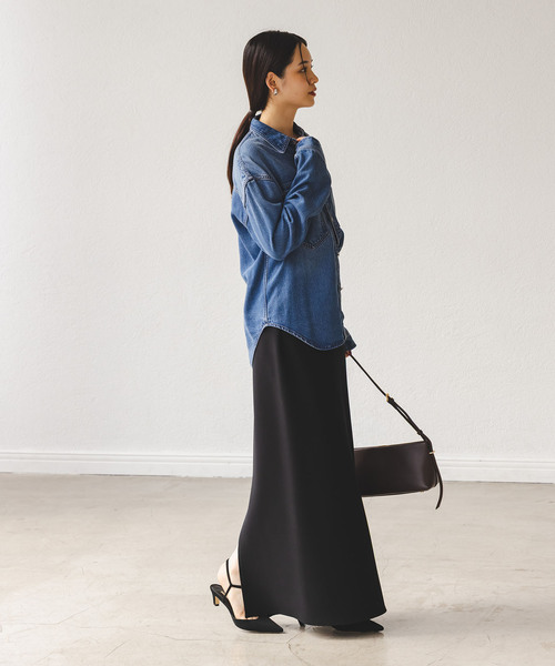 Noble(ノーブル)の「《追加》【洗える】コンフォートジャージーライクタイトスカート 5(スカート・レディース・ホワイト系その他/グリーン/ブラック・34/36/38/40)」の20枚目の写真