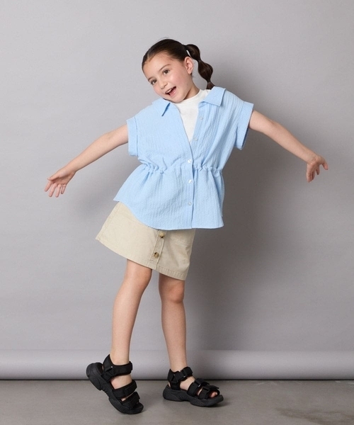 a.v.v（アーヴェヴェ）の「【接触冷感/ジメジメ対策】[120-160]ポコポコレイヤード風ブラウス（シャツ/ブラウス・キッズ・アイボリー/ダークインディゴブルー・120/130/140/150/160）」の22枚目の写真