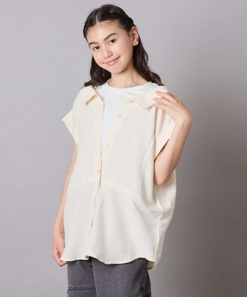 a.v.v（アーヴェヴェ）の「【接触冷感/ジメジメ対策】[120-160]ポコポコレイヤード風ブラウス（シャツ/ブラウス・キッズ・アイボリー/ダークインディゴブルー・120/130/140/150/160）」の17枚目の写真