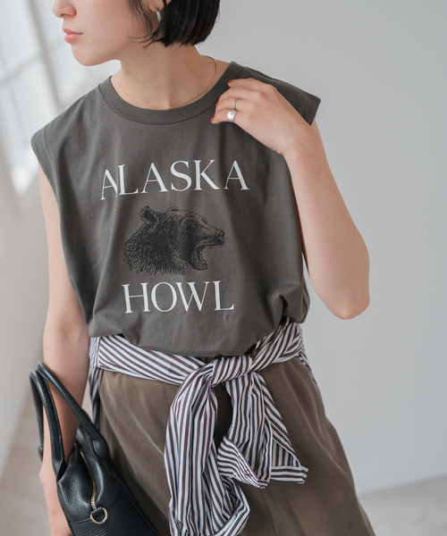 Spick & Span(スピックアンドスパン)の「アニマルロゴスリーブレスT(Tシャツ/カットソー・レディース・ホワイト/ピンク系その他/チャコールグレー/ベージュ/ライトグレー・FREE)」の3枚目の写真