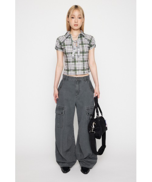 LAGUA GEM（ラグアジェム）の「CHECK COMPACT トップス（Tシャツ/カットソー・レディース・カーキ/ライトブルー/ネイビー・FREE）」の10枚目の写真