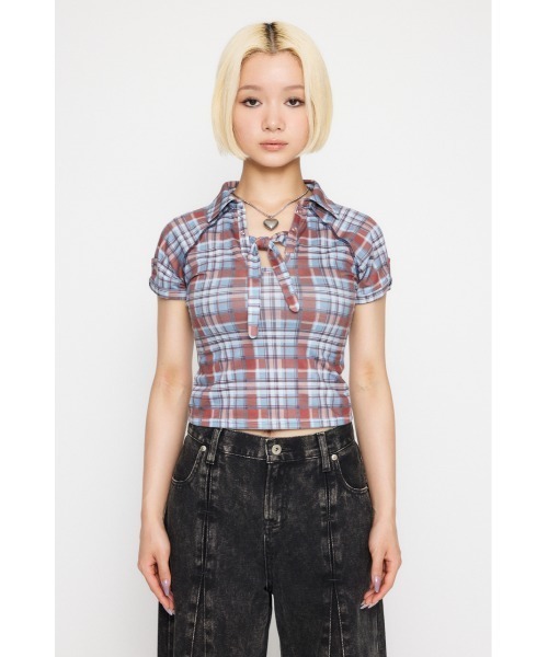 LAGUA GEM（ラグアジェム）の「CHECK COMPACT トップス（Tシャツ/カットソー・レディース・カーキ/ライトブルー/ネイビー・FREE）」の11枚目の写真