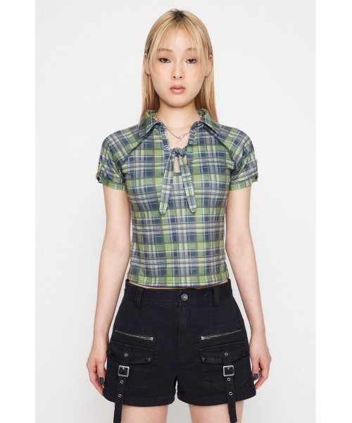 LAGUA GEM（ラグアジェム）の「CHECK COMPACT トップス（Tシャツ/カットソー・レディース・カーキ/ライトブルー/ネイビー・FREE）」の16枚目の写真