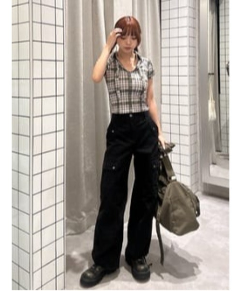 LAGUA GEM（ラグアジェム）の「CHECK COMPACT トップス（Tシャツ/カットソー・レディース・カーキ/ライトブルー/ネイビー・FREE）」の5枚目の写真