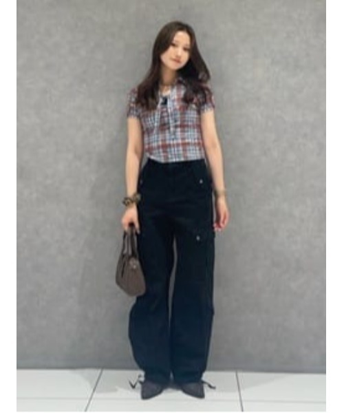 LAGUA GEM（ラグアジェム）の「CHECK COMPACT トップス（Tシャツ/カットソー・レディース・カーキ/ライトブルー/ネイビー・FREE）」の6枚目の写真