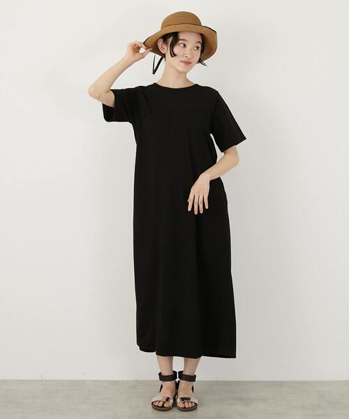 MELROSE claire(メルローズ クレール)の「【サッカーヨーク切替ベルテッドカットワンピース】(ワンピース・レディース・ブラック/ブルー・FREE)」の2枚目の写真