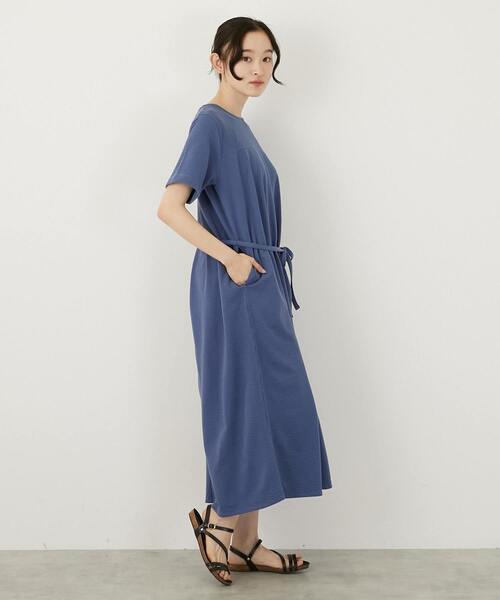 MELROSE claire(メルローズ クレール)の「【サッカーヨーク切替ベルテッドカットワンピース】(ワンピース・レディース・ブラック/ブルー・FREE)」の6枚目の写真