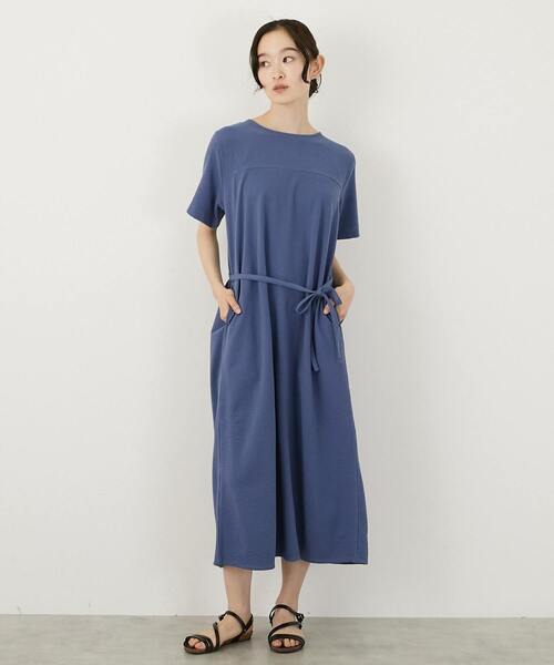 MELROSE claire(メルローズ クレール)の「【サッカーヨーク切替ベルテッドカットワンピース】(ワンピース・レディース・ブラック/ブルー・FREE)」の7枚目の写真