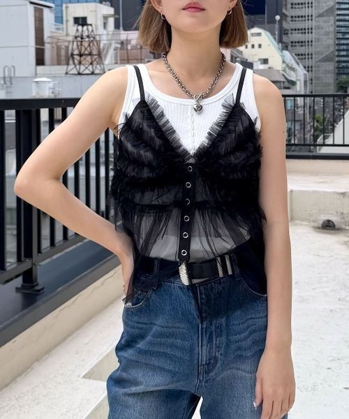 D&G ビスチェ　ツイードキャミソール 赤系 青系 フリンジ D&G ビスチェ ツイードキャミソール 赤系 青系 フリンジ