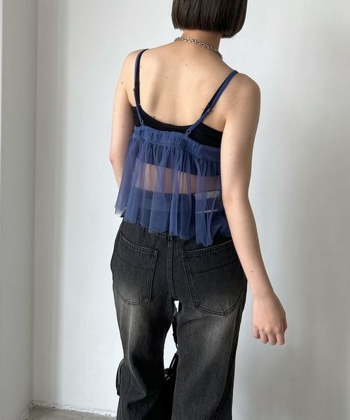 PAGEBOY（ページボーイ）の「チュールフリルビスチェ（キャミソール・レディース・オフホワイト/ブラック/サックスブルー・FREE）」の12枚目の写真