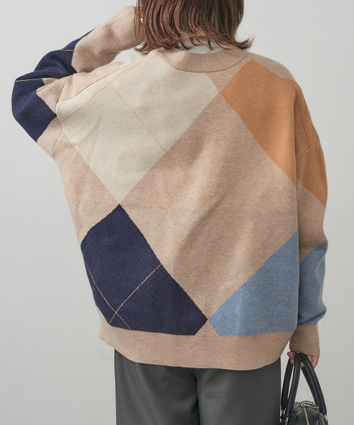 St.Johns 3rd club（セントジョンズサードクラブ）の「【St.Johns 3rd club】ARGYLLE Vネックカーディガン SJ25-052（ニット/セーター・レディース・ベージュ系その他/ブラック系1・FREE）」の15枚目の写真