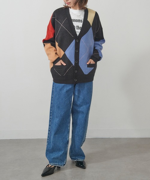 St.Johns 3rd club（セントジョンズサードクラブ）の「【St.Johns 3rd club】ARGYLLE Vネックカーディガン SJ25-052（ニット/セーター・レディース・ベージュ系その他/ブラック系1・FREE）」の11枚目の写真