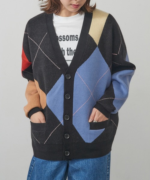 St.Johns 3rd club（セントジョンズサードクラブ）の「【St.Johns 3rd club】ARGYLLE Vネックカーディガン SJ25-052（ニット/セーター・レディース・ベージュ系その他/ブラック系1・FREE）」の7枚目の写真