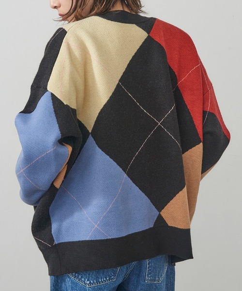 St.Johns 3rd club（セントジョンズサードクラブ）の「【St.Johns 3rd club】ARGYLLE Vネックカーディガン SJ25-052（ニット/セーター・レディース・ベージュ系その他/ブラック系1・FREE）」の16枚目の写真