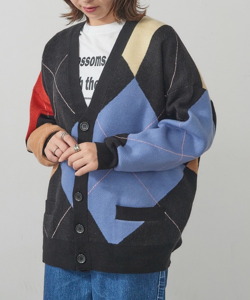 St.Johns 3rd club（セントジョンズサードクラブ）の「【St.Johns 3rd club】ARGYLLE Vネックカーディガン SJ25-052（ニット/セーター・レディース・ベージュ系その他/ブラック系1・FREE）」の8枚目の写真