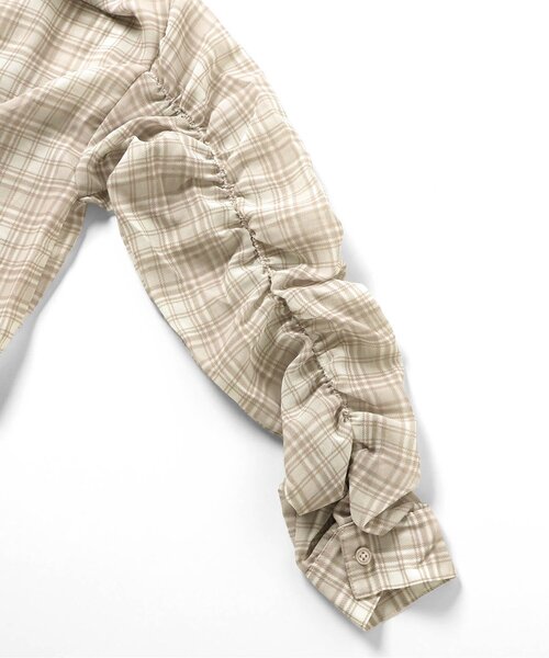 algy(アルジー)の「チェックシアーシャツ(シャツ/ブラウス・キッズ・ベージュ/ブラック・SMALL/MEDIUM/X-SMALL/XX-SMALL)」の9枚目の写真