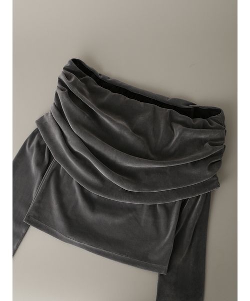 UNDERSON UNDERSON(アンダーソン アンダーソン)の「フロッキーチュールオフショルプルオーバー(Tシャツ/カットソー・レディース・ブラウン/オフホワイト/グレー・0/1)」の8枚目の写真