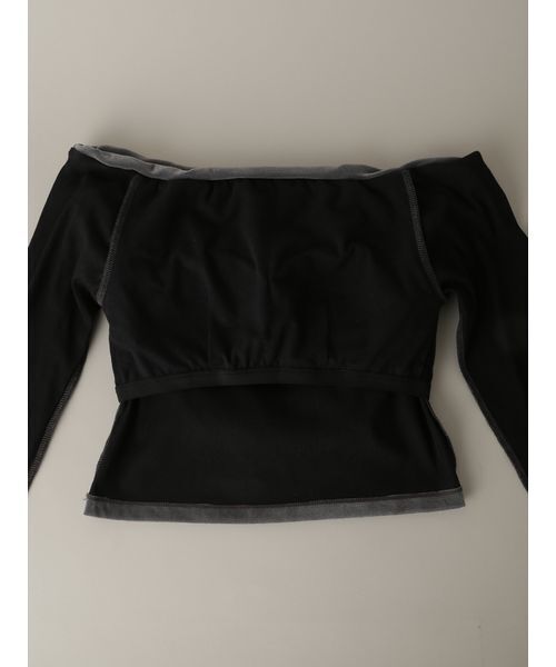 UNDERSON UNDERSON(アンダーソン アンダーソン)の「フロッキーチュールオフショルプルオーバー(Tシャツ/カットソー・レディース・ブラウン/オフホワイト/グレー・0/1)」の10枚目の写真