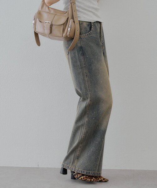 Another Branch olive des olive（アナザーブランチオリーブデオリーブ）の「【2サイズ展開】ストーン付きバギーデニムパンツ（デニムパンツ・レディース・ブラック/その他・SMALL/MEDIUM）」の7枚目の写真