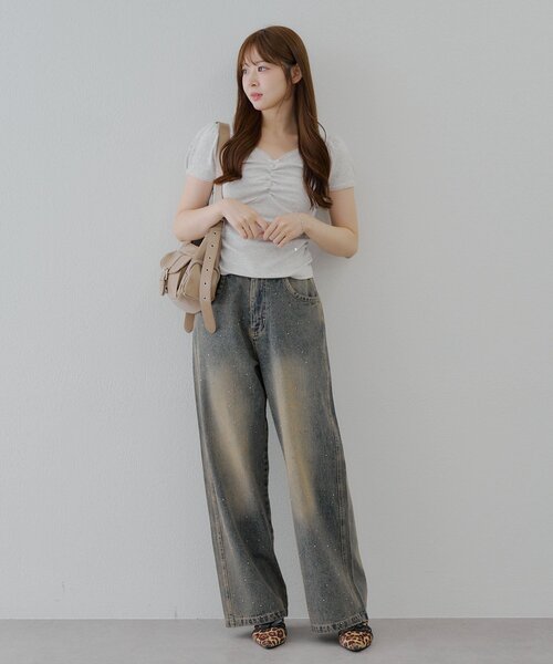 Another Branch olive des olive（アナザーブランチオリーブデオリーブ）の「【2サイズ展開】ストーン付きバギーデニムパンツ（デニムパンツ・レディース・ブラック/その他・SMALL/MEDIUM）」の8枚目の写真