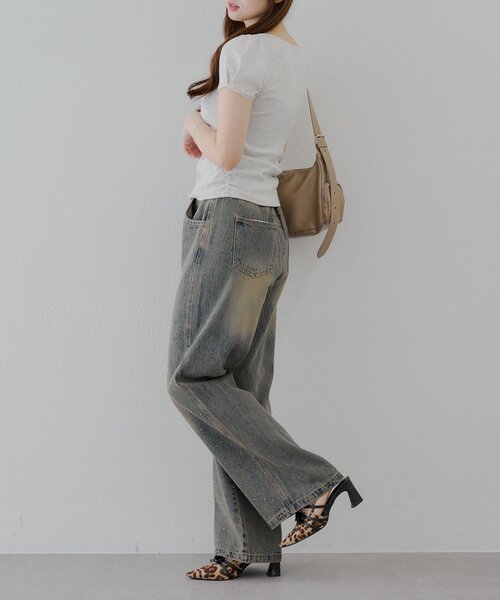 Another Branch olive des olive（アナザーブランチオリーブデオリーブ）の「【2サイズ展開】ストーン付きバギーデニムパンツ（デニムパンツ・レディース・ブラック/その他・SMALL/MEDIUM）」の9枚目の写真