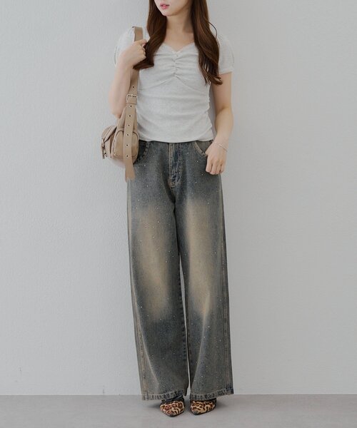 Another Branch olive des olive（アナザーブランチオリーブデオリーブ）の「【2サイズ展開】ストーン付きバギーデニムパンツ（デニムパンツ・レディース・ブラック/その他・SMALL/MEDIUM）」の10枚目の写真