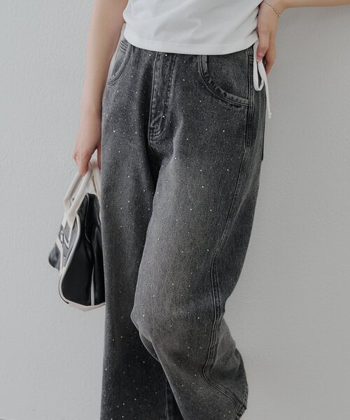 Another Branch olive des olive（アナザーブランチオリーブデオリーブ）の「【2サイズ展開】ストーン付きバギーデニムパンツ（デニムパンツ・レディース・ブラック/その他・SMALL/MEDIUM）」の12枚目の写真