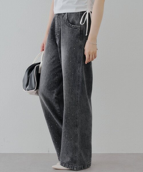 Another Branch olive des olive（アナザーブランチオリーブデオリーブ）の「【2サイズ展開】ストーン付きバギーデニムパンツ（デニムパンツ・レディース・ブラック/その他・SMALL/MEDIUM）」の13枚目の写真