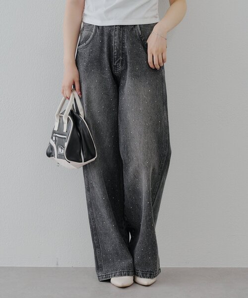 Another Branch olive des olive（アナザーブランチオリーブデオリーブ）の「【2サイズ展開】ストーン付きバギーデニムパンツ（デニムパンツ・レディース・ブラック/その他・SMALL/MEDIUM）」の14枚目の写真