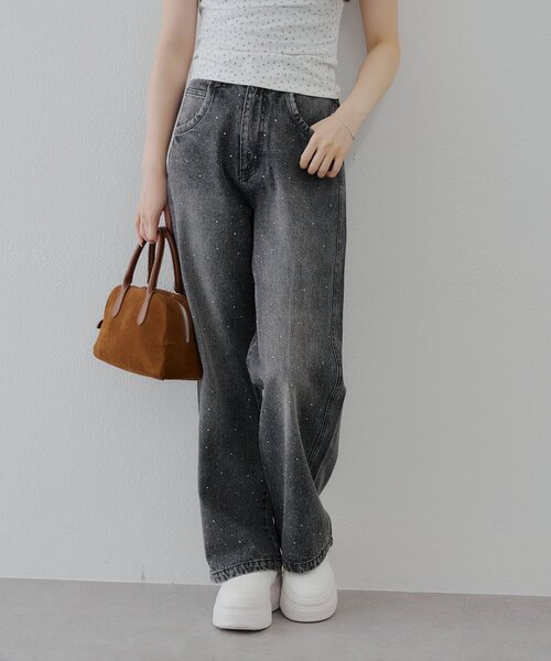 Another Branch olive des olive（アナザーブランチオリーブデオリーブ）の「【2サイズ展開】ストーン付きバギーデニムパンツ（デニムパンツ・レディース・ブラック/その他・SMALL/MEDIUM）」の21枚目の写真