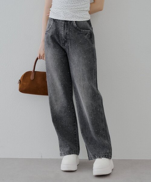 Another Branch olive des olive（アナザーブランチオリーブデオリーブ）の「【2サイズ展開】ストーン付きバギーデニムパンツ（デニムパンツ・レディース・ブラック/その他・SMALL/MEDIUM）」の22枚目の写真