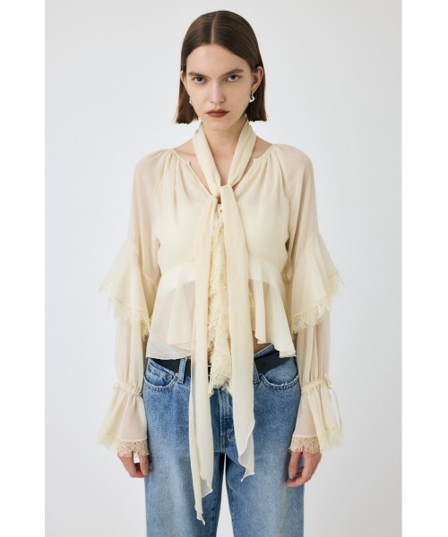 MOUSSY(マウジー)の「LACE TRIM TIE ブラウス(シャツ/ブラウス・レディース・キナリ/ブラック・FREE)」の10枚目の写真