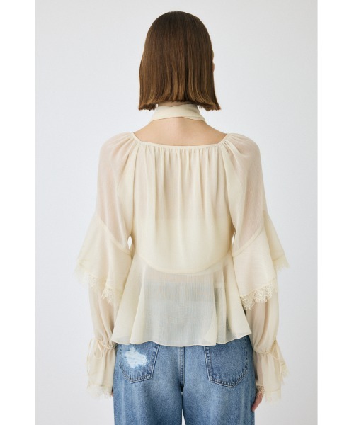 MOUSSY(マウジー)の「LACE TRIM TIE ブラウス(シャツ/ブラウス・レディース・キナリ/ブラック・FREE)」の12枚目の写真