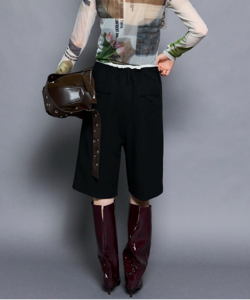 MAISON SPECIAL（メゾンスペシャル）の「Hand Stitch Worsted Shorts/ハンドステッチウーステッドハーフパンツ■セットアップ対応■（スラックス・レディース・モカ/ブラック・36/38）」の9枚目の写真