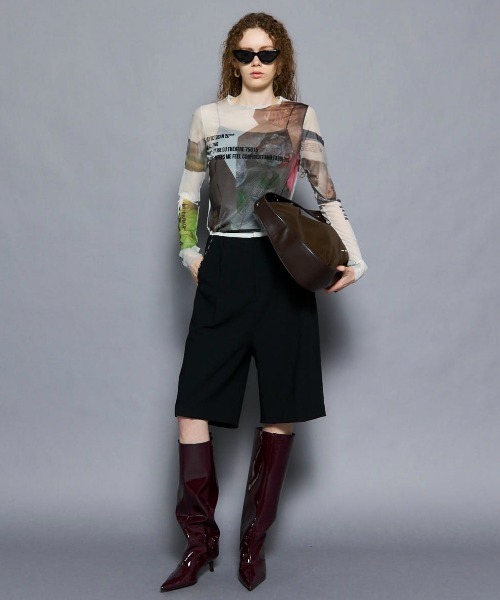MAISON SPECIAL（メゾンスペシャル）の「Hand Stitch Worsted Shorts/ハンドステッチウーステッドハーフパンツ■セットアップ対応■（スラックス・レディース・モカ/ブラック・36/38）」の3枚目の写真