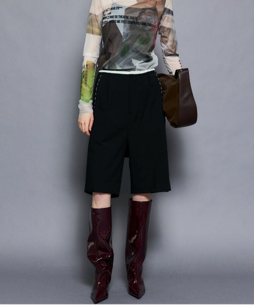 MAISON SPECIAL（メゾンスペシャル）の「Hand Stitch Worsted Shorts/ハンドステッチウーステッドハーフパンツ■セットアップ対応■（スラックス・レディース・モカ/ブラック・36/38）」の7枚目の写真