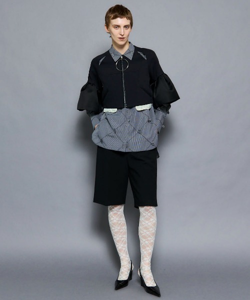 MAISON SPECIAL（メゾンスペシャル）の「Hand Stitch Worsted Shorts/ハンドステッチウーステッドハーフパンツ■セットアップ対応■（スラックス・レディース・モカ/ブラック・36/38）」の5枚目の写真