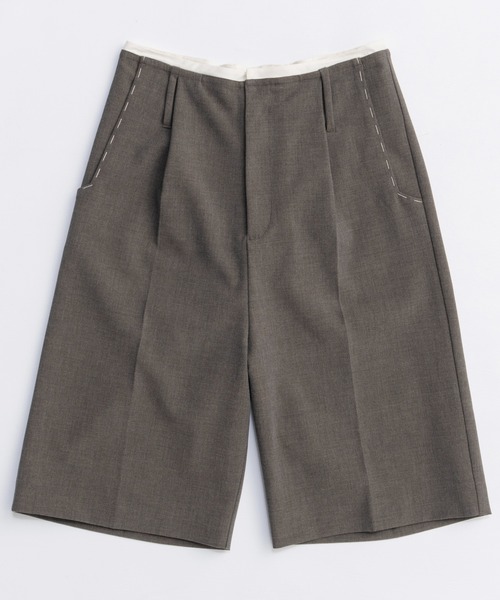 MAISON SPECIAL（メゾンスペシャル）の「Hand Stitch Worsted Shorts/ハンドステッチウーステッドハーフパンツ■セットアップ対応■（スラックス・レディース・モカ/ブラック・36/38）」の11枚目の写真