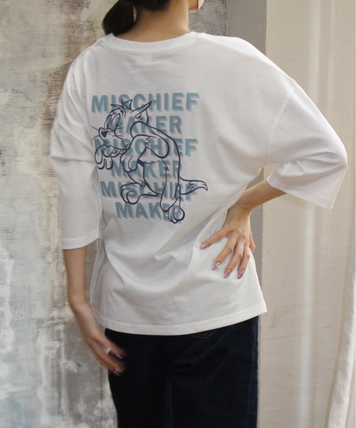 Tom&Jerry(トムアンドジェリー)の「【TOM & JERRY/トムとジェリー】プリントWIDEシルエット7分袖Tシャツ(Tシャツ/カットソー・レディース・ネイビー/クリーム/オフホワイト/ワイン・LARGE/MEDIUM)」の16枚目の写真