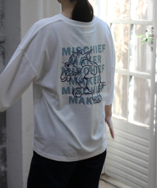 Tom&Jerry(トムアンドジェリー)の「【TOM & JERRY/トムとジェリー】プリントWIDEシルエット7分袖Tシャツ(Tシャツ/カットソー・レディース・ネイビー/クリーム/オフホワイト/ワイン・LARGE/MEDIUM)」の18枚目の写真