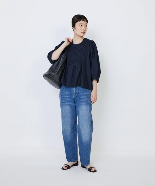 LOISIR（ロワズィール）の「インドコットンポプリンハンドスモッキングブラウス（シャツ/ブラウス・レディース・モカ/ブラック・FREE）」の5枚目の写真