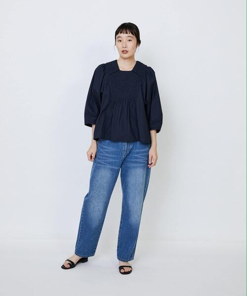 LOISIR（ロワズィール）の「インドコットンポプリンハンドスモッキングブラウス（シャツ/ブラウス・レディース・モカ/ブラック・FREE）」の6枚目の写真