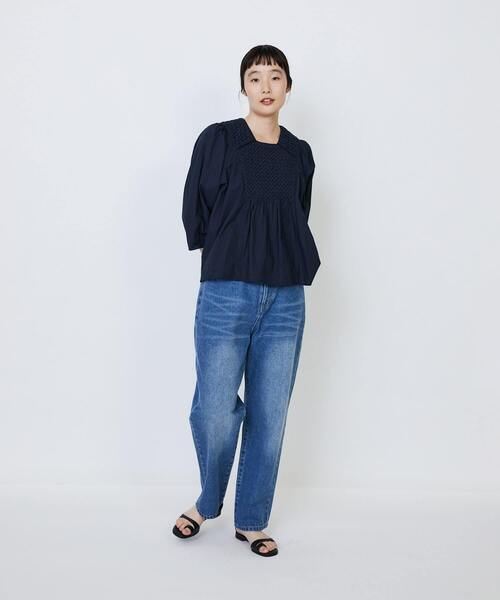 LOISIR（ロワズィール）の「インドコットンポプリンハンドスモッキングブラウス（シャツ/ブラウス・レディース・モカ/ブラック・FREE）」の7枚目の写真