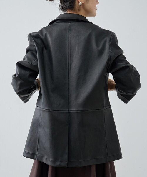 BEARDSLEY（ビアズリー）の「《15 quinze》ストレッチレザージャケット（テーラードジャケット・レディース・ブラック・FREE）」の6枚目の写真