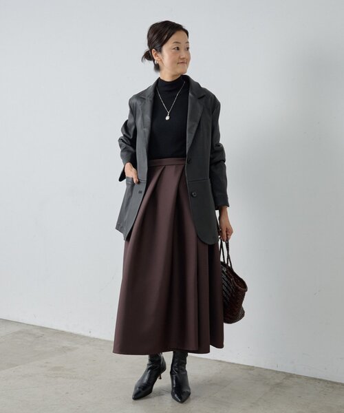 BEARDSLEY（ビアズリー）の「《15 quinze》ストレッチレザージャケット（テーラードジャケット・レディース・ブラック・FREE）」の14枚目の写真