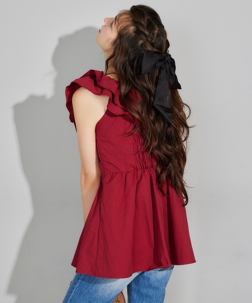 Seemi. byNICECLAUP( シーミーバイナイスクラップ)の「【Seemi.】フリルブラウス(シャツ/ブラウス・レディース・ブラック/レッド/ドット・FREE)」の8枚目の写真