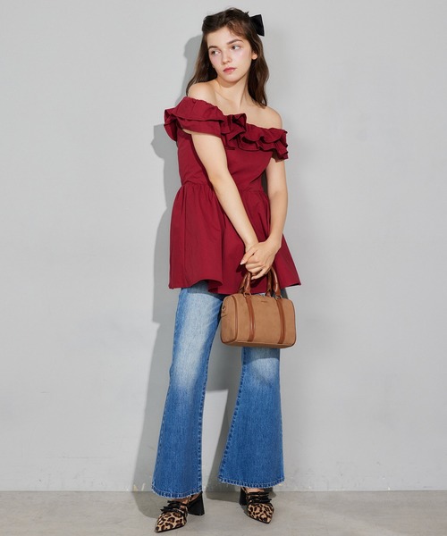 Seemi. byNICECLAUP( シーミーバイナイスクラップ)の「【Seemi.】フリルブラウス(シャツ/ブラウス・レディース・ブラック/レッド/ドット・FREE)」の10枚目の写真