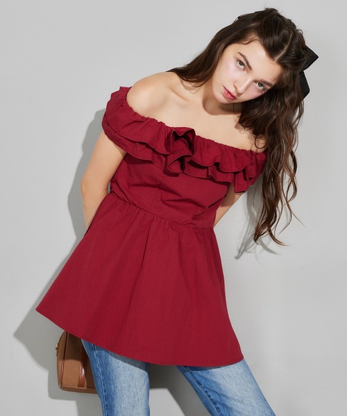 Seemi. byNICECLAUP( シーミーバイナイスクラップ)の「【Seemi.】フリルブラウス(シャツ/ブラウス・レディース・ブラック/レッド/ドット・FREE)」の11枚目の写真