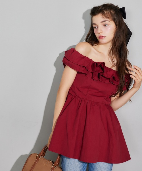 Seemi. byNICECLAUP( シーミーバイナイスクラップ)の「【Seemi.】フリルブラウス(シャツ/ブラウス・レディース・ブラック/レッド/ドット・FREE)」の12枚目の写真